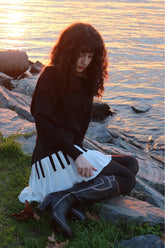 Piyano Desenli Piliseli Mini Etek 1001