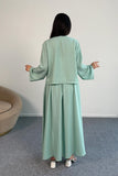Bağlama Detaylı Ceket ve Uzun Etek İkili Takım 8842 - Mint Yeşili