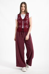 HatunAtila Akrilik Süzine Yelek Bordo - 5157