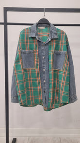 Kot Detaylı Ekoseli Gömlek 8619 - Yeşil