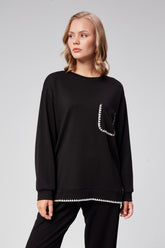 HatunAtila Kroşetalı Cepli Oysho Takım - 7844 Siyah