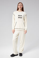 HatunAtila Özel Modal Kumaş İşlemeli ve Cepli İkili Takım - 7850 Beyaz