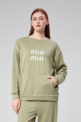 HatunAtila Özel Modal Kumaş İşlemeli ve Cepli İkili Takım - 7850 Yeşil