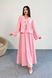 Bağlama Detaylı Ceket ve Uzun Etek İkili Takım 8842 - Pembe