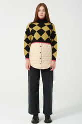 HatunAtila Kapitoneli Ekose Triko Kazak 4873 Hardal