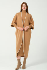 HatunAtila Kroşetalı Triko Panço ve Elbiseli İkili Takım 25202 Camel