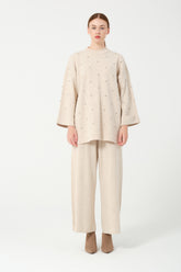 HatunAtila Taş Detaylı İkili Takım 25206 Bej
