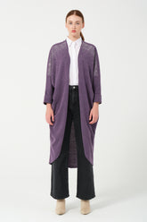 HatunAtila Oversize Sıra Taşlı Hera Kumaş Panço 8555 Mürdüm