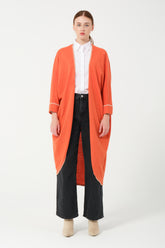 HatunAtila Kroşeta Detaylı Triko Panço Hırka 8556 Turuncu