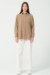 HatunAtila Pırlanta İşlemeli Oversize Triko Gömlek 8699