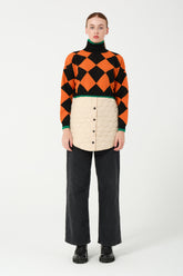 HatunAtila Kapitoneli Ekose Triko Kazak 4873 Turuncu