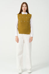 HatunAtila Taş Detaylı triko Süveter 2020 Kahverengi