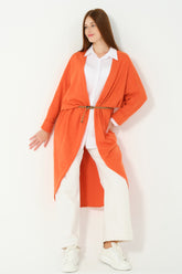 HatunAtila Triko Oversize Panço Hırka Turuncu - 8556