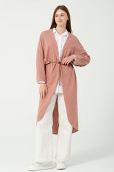 HatunAtila Triko Oversize Panço Hırka Pudra - 8556