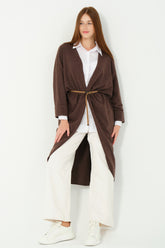 HatunAtila Triko Oversize Panço Hırka Kahverengi - 8556