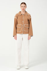 HatunAtila Kapitoneli Cepli Gömlek Yaka Ceket 7868 Camel