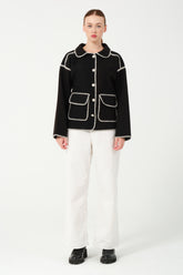 HatunAtila Kapitoneli Cepli Gömlek Yaka Ceket 7868 Siyah