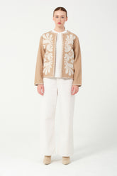 HatunAtila İşlemeli Kaşe Ceket 7862 Vizon