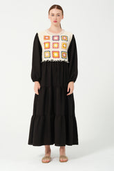 HatunAtila Önü Süveterli Uzun Elbise 7884 Siyah