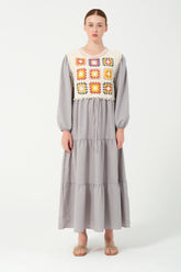 HatunAtila Önü Süveterli Uzun Elbise 7884 Gri