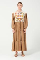 HatunAtila Önü Süveterli Uzun Elbise 7884 Kahverengi