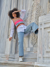 HatunAtila Renkli Örgü Süveter 4730 Pembe