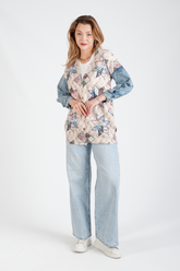 HatunAtila Kolu Kot Detaylı Desenli Uzun Triko Hırka - 1180-4