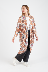 HatunAtila Fulamlı Keten Yazlık Uzun Hırka - 4832-3