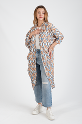 HatunAtila Fulamlı Keten Yazlık Uzun Hırka - 4832-5