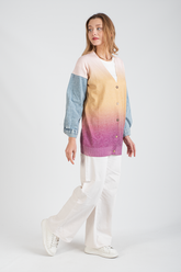 HatunAtila Kolu Kot Detaylı Desenli Uzun Triko Hırka - 1180-12