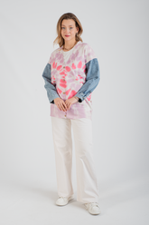 HatunAtila Kolu Kot Detaylı Desenli Uzun Triko Hırka - 1180-19