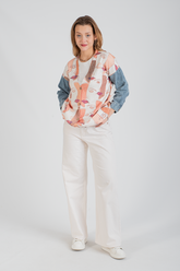 HatunAtila Kolu Kot Detaylı Desenli Uzun Triko Hırka - 1180-24