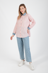 HatunAtila Dantel Gömlekli Kot Takım 8671 Pembe