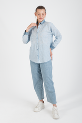 HatunAtila Dantel Gömlekli Kot Takım 8671 Mavi