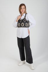 HatunAtila Askılı Kroşe Triko Süveter - 5077 Siyah