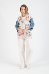 HatunAtila Kolu Kot Detaylı Desenli Uzun Triko Hırka - 1180-3