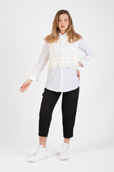 HatunAtila Püsküllü Dantel Süveter - 5043 Beyaz