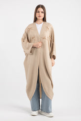 Hatun Atila Kadın Taş Ve Fiyonk Detaylı Kimono Bej
