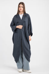 Hatun Atila Kadın Taş Ve Fiyonk Detaylı Kimono Lacivert