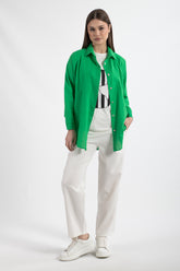 HatunAtila Kadın Oversize Düz Gömlek 8652 - Yeşil