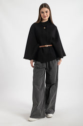 Hatun Atila Kaşe Pelerin Panço Siyah - 8720