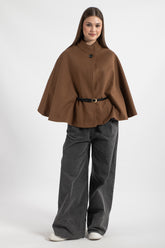 Hatun Atila Kaşe Pelerin Panço Kahverengi - 8720