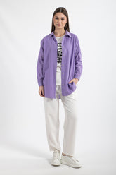 HatunAtila Kadın Oversize Düz Gömlek 8652 - Mor