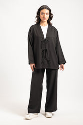 Hatun Atila Kadın Üç Bağcıklı Hırkalı Takım 8745 - Siyah