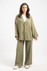 Hatun Atila Kadın Üç Bağcıklı Hırkalı Takım 8745 - Haki