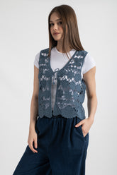 HatunAtila Akrilik Süzine Yelek Indigo - 5158