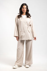 Hatun Atila Kadın Yandan Bağlamalı Cep Detaylı İkili Takım Taş 8746