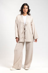 Hatun Atila Kadın Üç Bağcıklı Hırkalı Takım 8745 - Bej