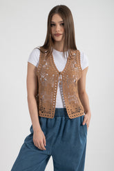 HatunAtila Akrilik Süzine Yelek Vizon - 5157