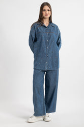 Hatun Atila Renkli Taş Detaylı Kot Takım 7971